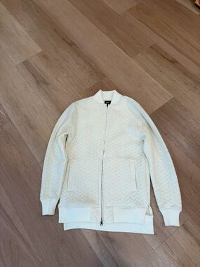 Men's Publish Brand Zip-Front Quilted Sweater Jacket - White